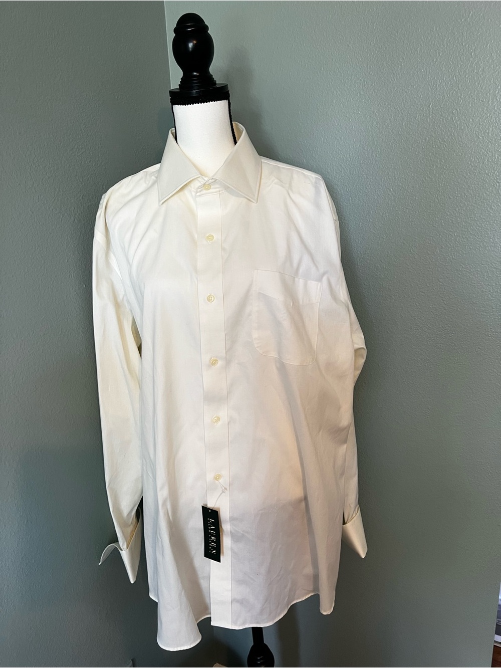 New Ralph Lauren men's long-sleeve dress shirt white Slim Fit Non Iron Size 18